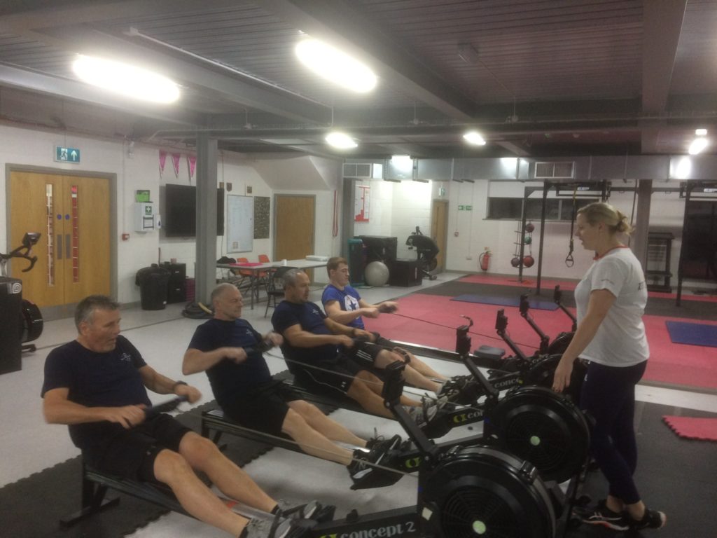 Paralympic Gold Medallist, Naomi Riches M.B.E., putting the Bucks Boys through their paces at Marlow Rowing Club.
